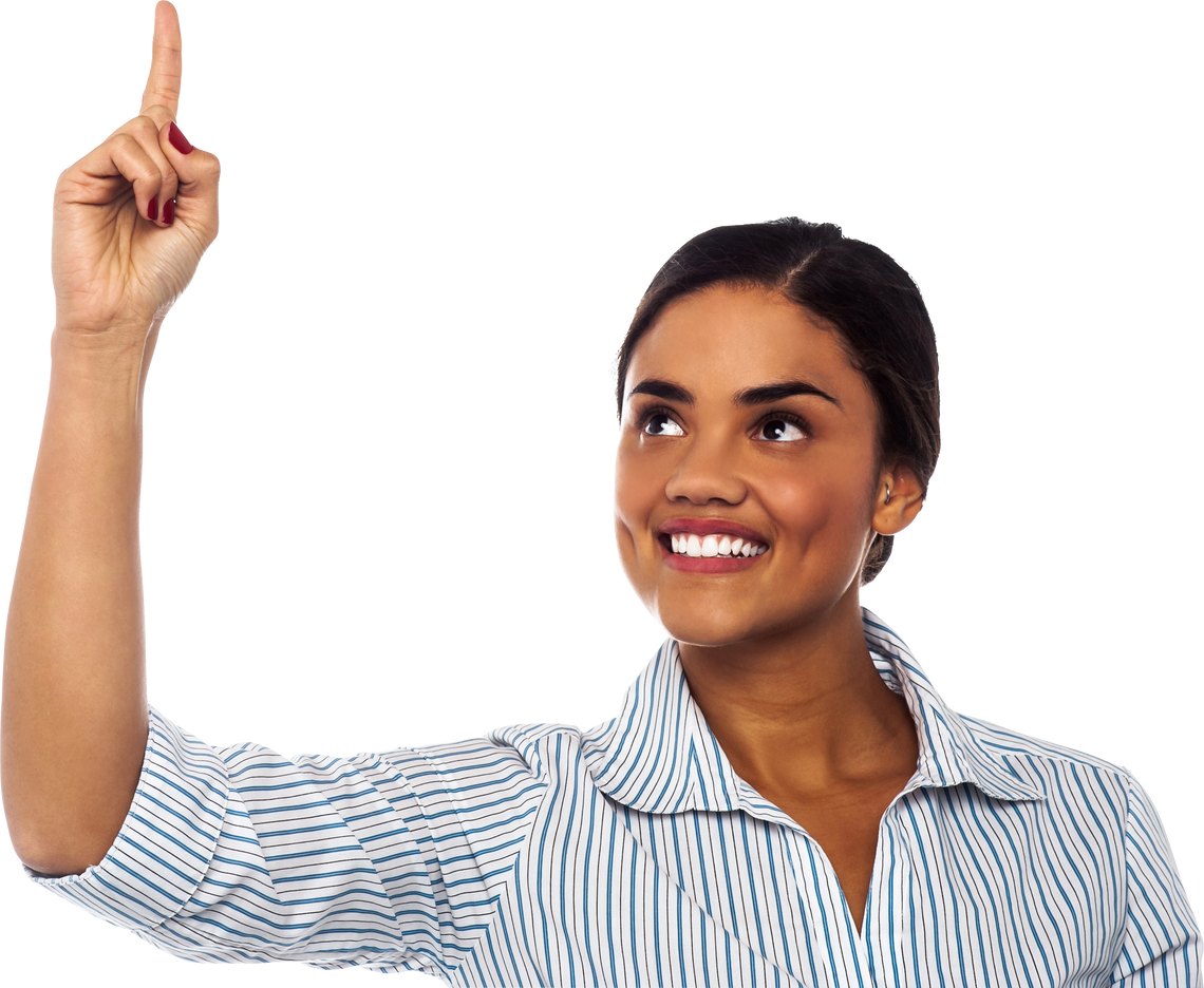 Corporate Woman Pointing Upwards